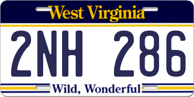 WV license plate 2NH286