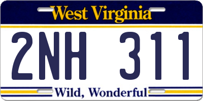 WV license plate 2NH311