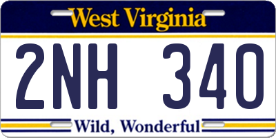 WV license plate 2NH340