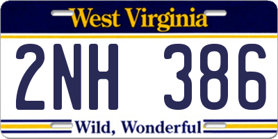WV license plate 2NH386