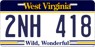 WV license plate 2NH418