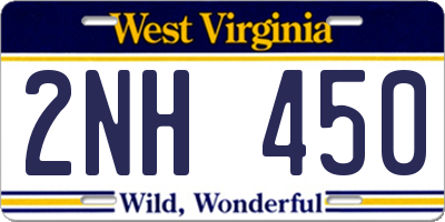 WV license plate 2NH450