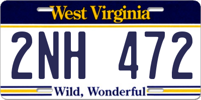 WV license plate 2NH472