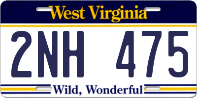 WV license plate 2NH475