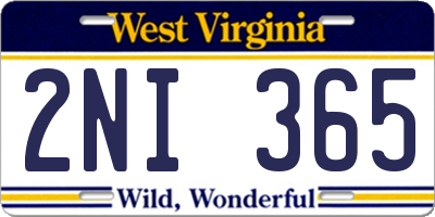 WV license plate 2NI365