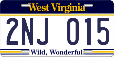 WV license plate 2NJ015