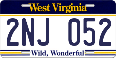WV license plate 2NJ052