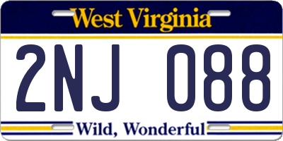 WV license plate 2NJ088
