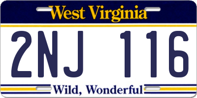 WV license plate 2NJ116