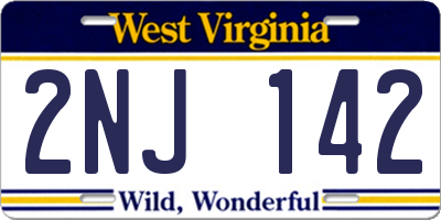 WV license plate 2NJ142