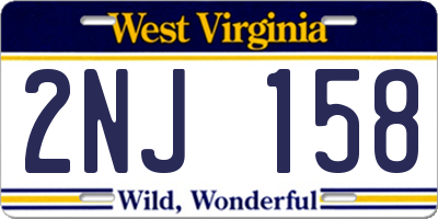 WV license plate 2NJ158