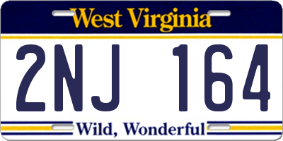 WV license plate 2NJ164