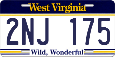 WV license plate 2NJ175