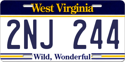 WV license plate 2NJ244