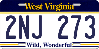 WV license plate 2NJ273