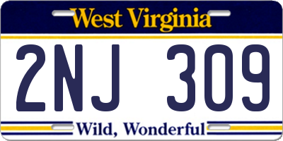 WV license plate 2NJ309
