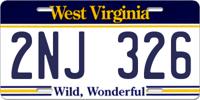 WV license plate 2NJ326