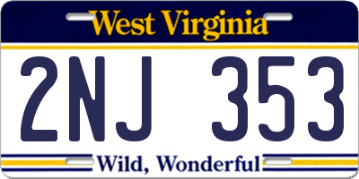 WV license plate 2NJ353