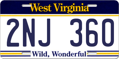 WV license plate 2NJ360