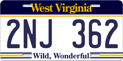 WV license plate 2NJ362