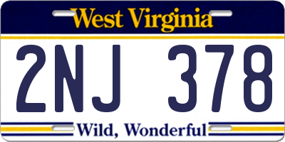 WV license plate 2NJ378