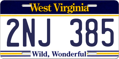 WV license plate 2NJ385