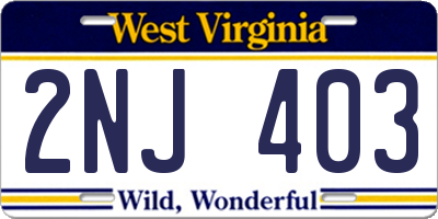 WV license plate 2NJ403