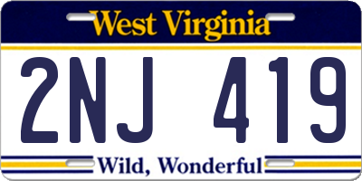 WV license plate 2NJ419