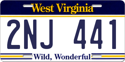 WV license plate 2NJ441