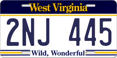 WV license plate 2NJ445