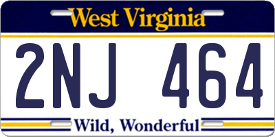 WV license plate 2NJ464