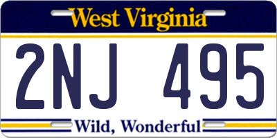 WV license plate 2NJ495
