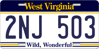 WV license plate 2NJ503