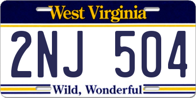 WV license plate 2NJ504