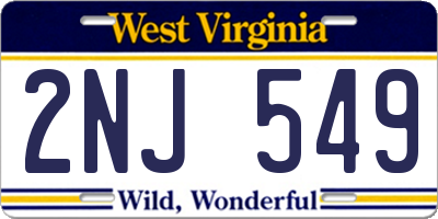 WV license plate 2NJ549