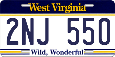 WV license plate 2NJ550