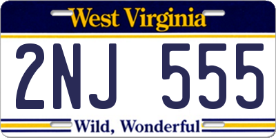 WV license plate 2NJ555