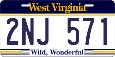 WV license plate 2NJ571