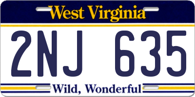 WV license plate 2NJ635