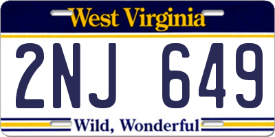 WV license plate 2NJ649