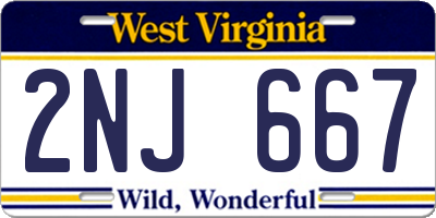 WV license plate 2NJ667