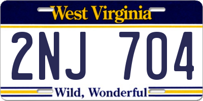 WV license plate 2NJ704