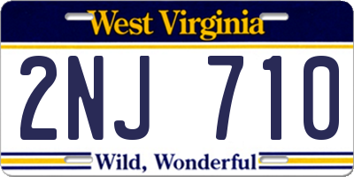 WV license plate 2NJ710