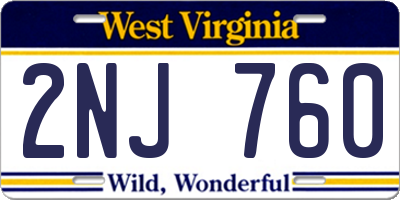WV license plate 2NJ760