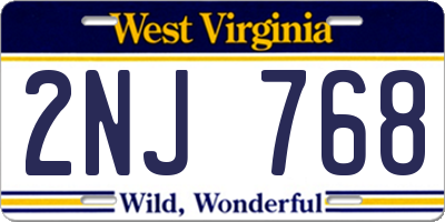 WV license plate 2NJ768