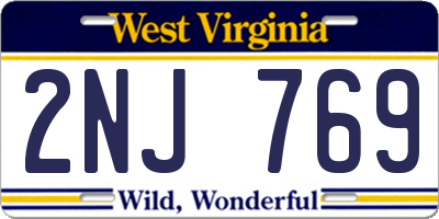 WV license plate 2NJ769