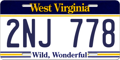 WV license plate 2NJ778