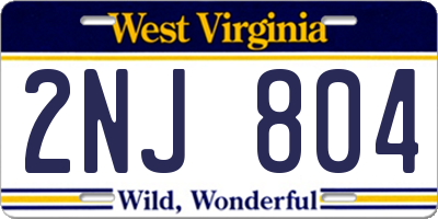 WV license plate 2NJ804