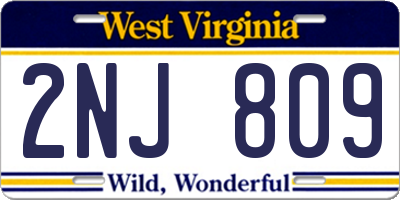 WV license plate 2NJ809