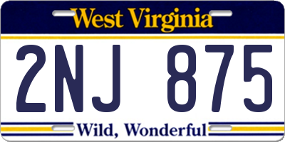 WV license plate 2NJ875